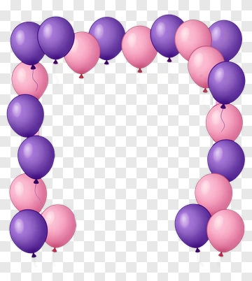 Purple And Pink Balloon Frame PNG