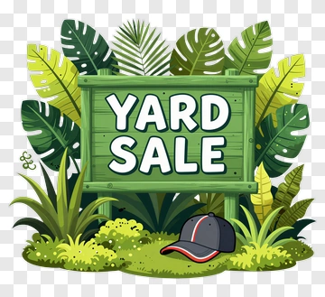 Yard Sale Sign With Baseball Cap PNG