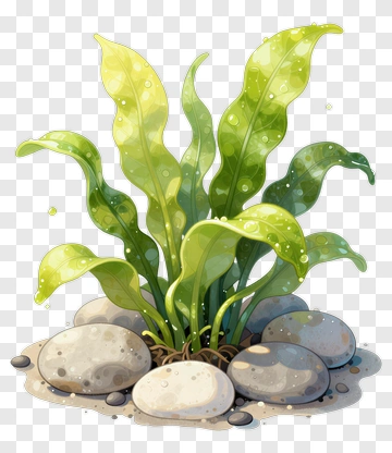Aquatic Plant With Water Droplets PNG