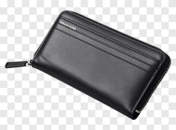 Black Leather Zippered Wallet PNG