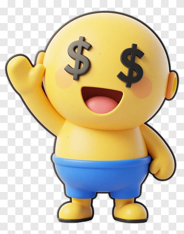 Yellow Money Emoji Character PNG