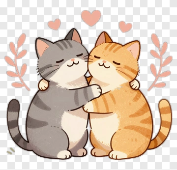 Two Cats Hugging PNG