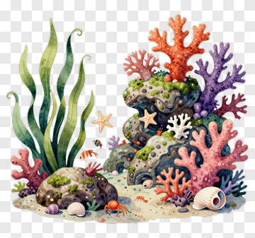 Colorful Coral Reef Scene PNG