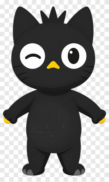Black Cartoon Cat Character PNG