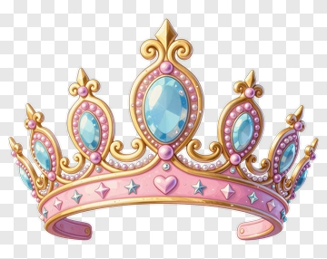 Pink Gold Crown With Blue Gems PNG