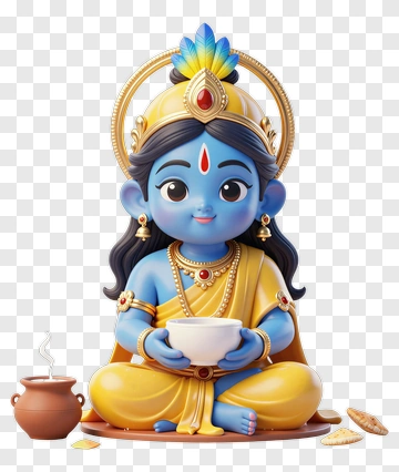 Blue-skinned Child God Holding Cup PNG