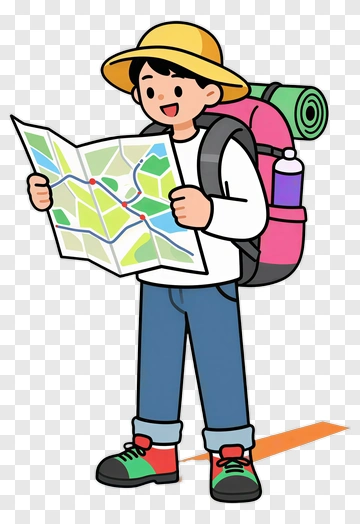 Hiker Checking Map PNG