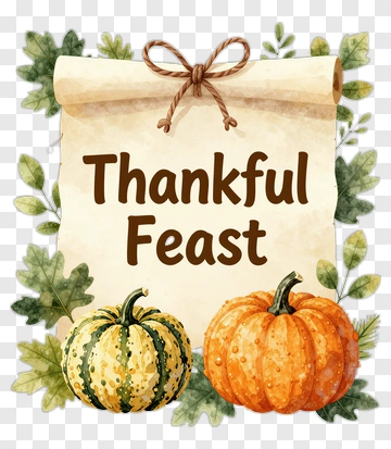 Thankful Feast With Pumpkins PNG