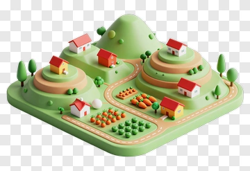 Miniature Village On Rolling Hills PNG