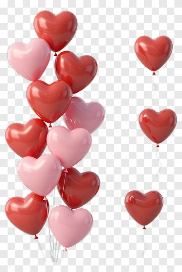 Heart Balloons In Red And Pink PNG