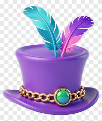 Purple Top Hat With Feathers PNG