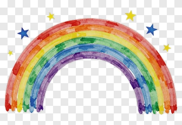Watercolor Rainbow With Stars PNG