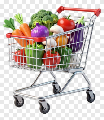 Shopping Cart Full Of Fresh Vegetables PNG