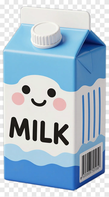 Blue Milk Carton With Smiling Face PNG
