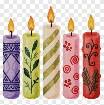 Five Decorative Candles PNG