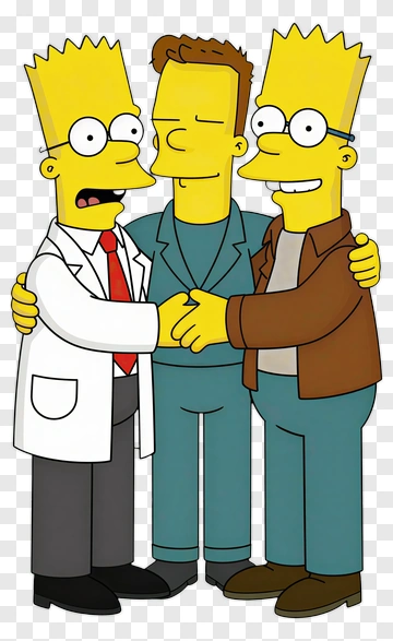 Three Simpsons Characters Embracing PNG
