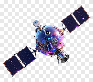 Futuristic Satellite With Solar Panels PNG