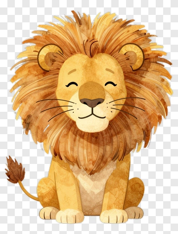 Cute Watercolor Lion PNG