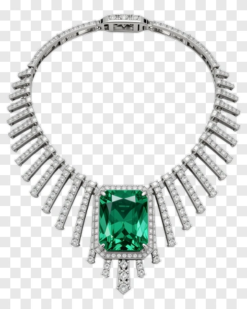 Emerald And Diamond Necklace PNG