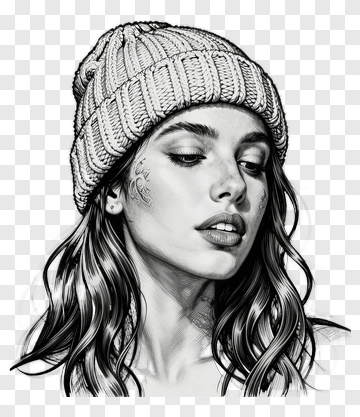 Portrait Of A Woman Wearing A Beanie PNG