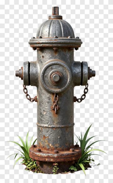 Rusty Fire Hydrant With Grass PNG