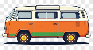 Orange Retro Van PNG
