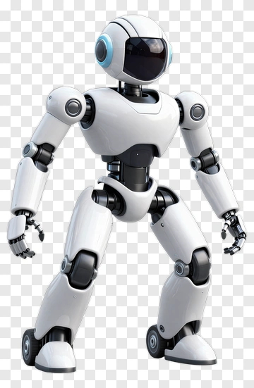 White Robot With Blue Accents PNG