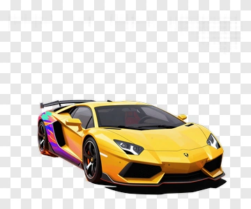 Yellow Sports Car With Fire Effect PNG