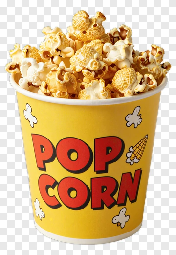 Yellow Popcorn Cup With Popped Corn PNG
