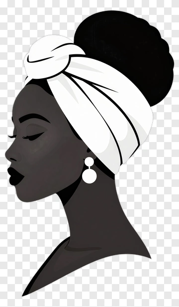 Woman With Headwrap In Profile PNG