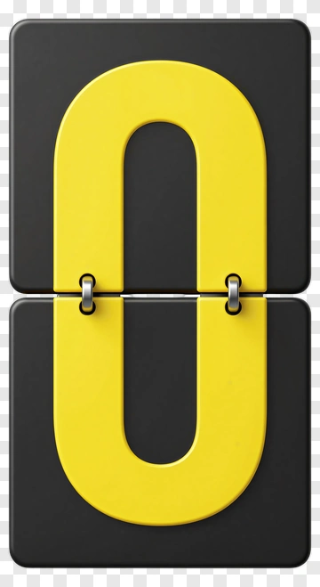 Yellow Number Zero Digital Display PNG