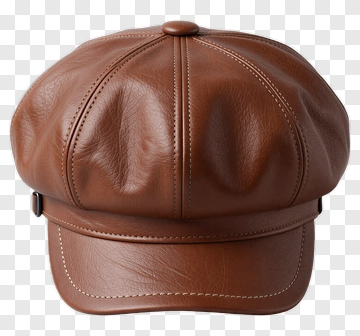 Brown Leather Newsboy Cap PNG