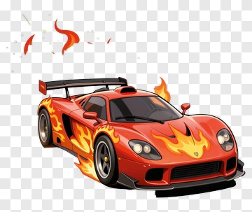 Red Sports Car With Flames PNG