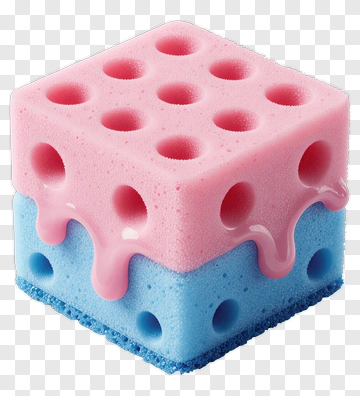 Pink And Blue Sponge Cube PNG