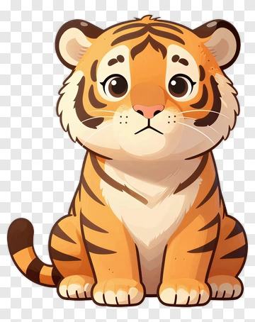 Cute Tiger Cub Sitting PNG
