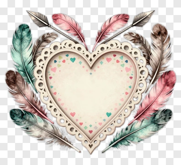 Heart With Feathers And Arrow PNG