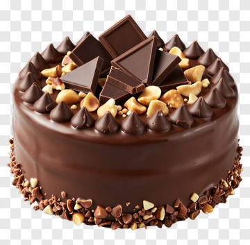 Chocolate Cake With Nuts And Chocolate Pieces PNG