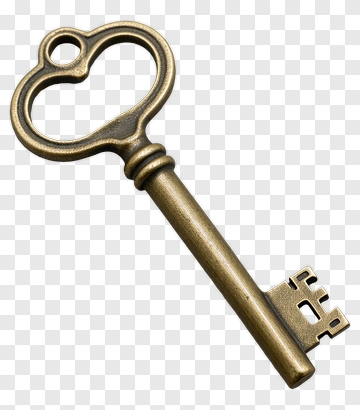 Antique Key With Heart Shape PNG