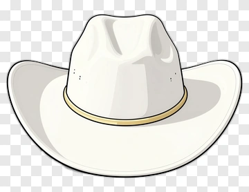 White Cowboy Hat With Gold Band PNG