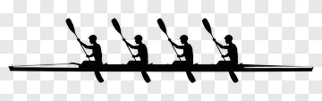 Four Rowers In Canoe PNG