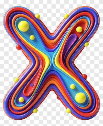 Vibrant 3D Letter X With Yellow Dots PNG