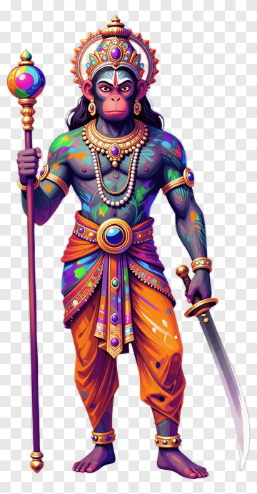 Monkey God With Staff And Sword PNG