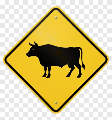 Warning Sign With Bull Silhouette PNG