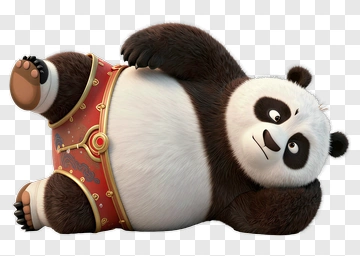 Panda In Red Armor Lying Down PNG