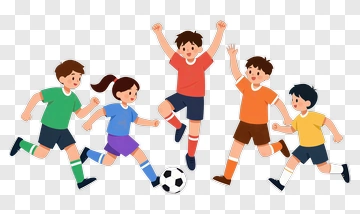 Children Playing Soccer PNG