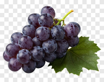 Cluster Of Purple Grapes With Leaf PNG