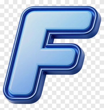 Blue 3D Letter F PNG