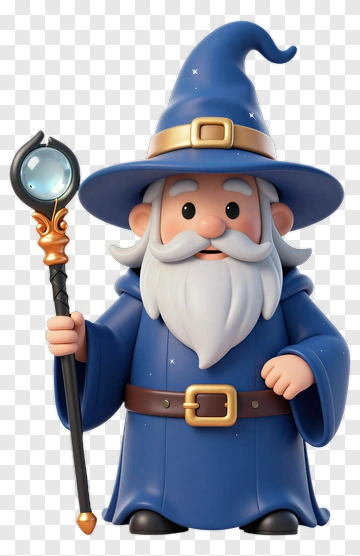 Blue Robe Wizard With Magic Staff PNG