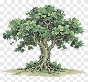 Hand Drawn Tree With Leaves And Roots PNG