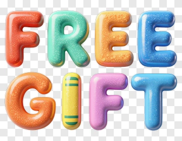 Free Gift With Colorful 3D Letters PNG